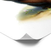 Eine 3D-Aquarellmalerei auf einem Grizzly Bärenkub Poster (Ecke)