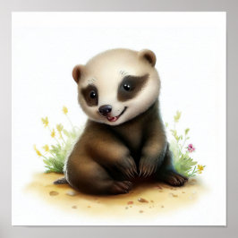 Eine 3D-Aquarellmalerei auf einem Niedlichen Honey Poster