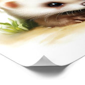 Eine 3D-Aquarellmalerei eines eurasischen Ermine Poster (Ecke)