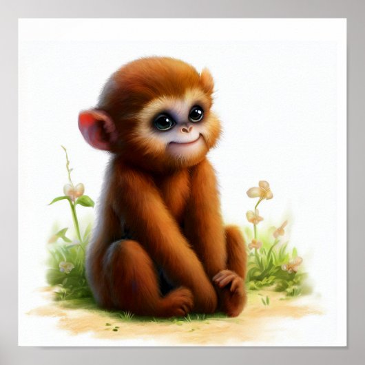 Eine 3D-Aquarellmalerei eines Niedlichen Howler-Af Poster (Vorne)