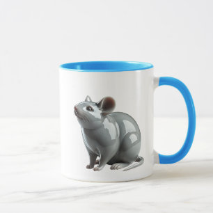 Eine 3D-Maus hüpft Gefühlsduft. Tasse