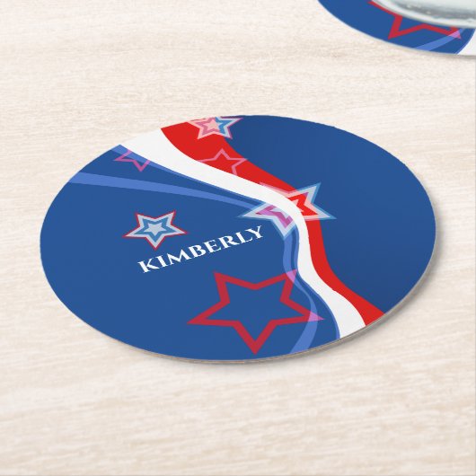 Eine Abstrakte amerikanische Flagge Runder Pappuntersetzer (Angewinkelt)