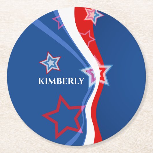 Eine Abstrakte amerikanische Flagge Runder Pappuntersetzer (Vorderseite)