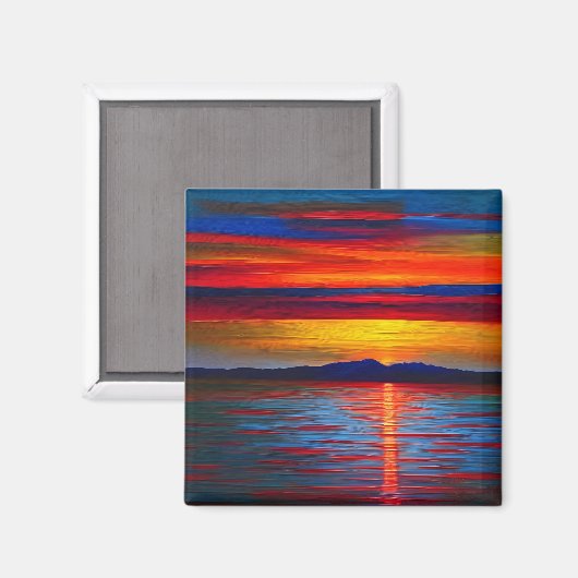 Eine abstrakte Version des Meeresuntergangs Magnet (Vorderseite/Rückseite)