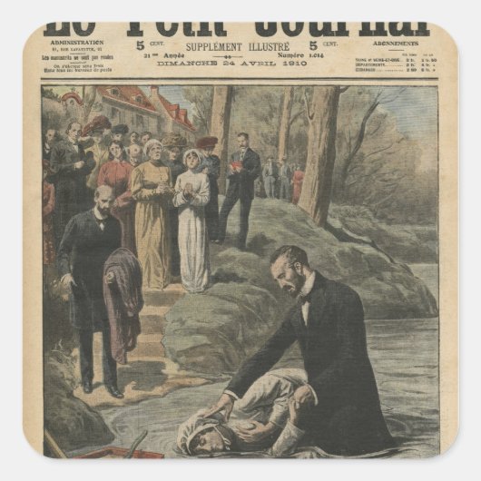 Eine Adventisten-Taufe in La Marne Quadratischer Aufkleber (Vorderseite)