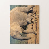 Eine afrikanische Elefantenmutter und ein Kalb unt Puzzle (Vertikal)