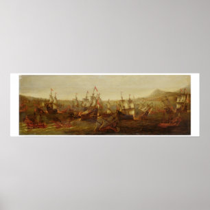 Eine Aktion zwischen Spanisch-Schiffen und Poster