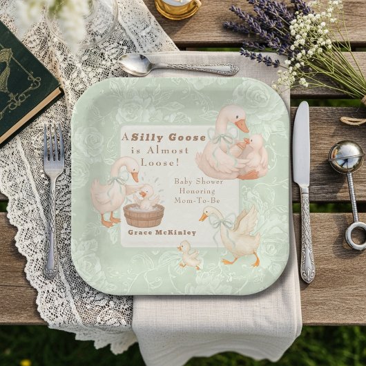 Eine alberne Gans grüne Babyparty Pappteller