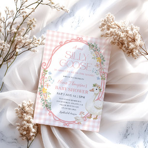 Eine alberne Gans Mädchen Baby Shower Pink Gingham Einladung