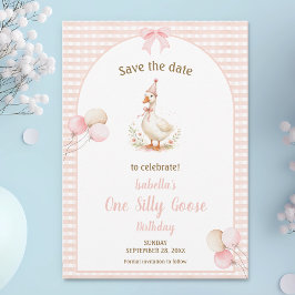Eine alberne Gans Pink 1. Geburtstagsfeier Save The Date