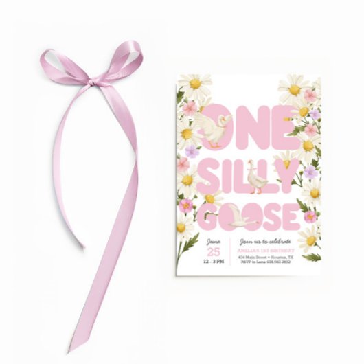 Eine Alberne Gans | Pink Floral Girls 1. Geburtsta Einladung