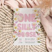 Eine Alberne Gans | Pink Floral Girls 1. Geburtsta Einladung