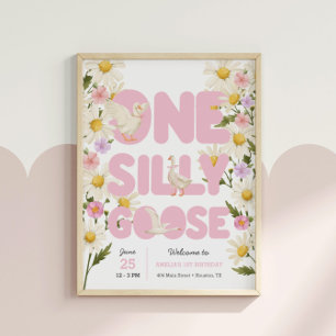 Eine Alberne Gans Pink Floral Girls 1. Geburtsta Poster
