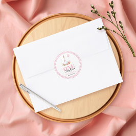 Eine alberne Gans, rosa Gingham Girl's 1. Geburtst Runder Aufkleber