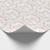 Eine alberne Gans rosa Schleife Gingham Geburtstag Geschenkpapier (Ecke)