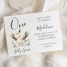 Eine Alberne Gänse 1. Geburtstag Niedliche Wasserf Einladung