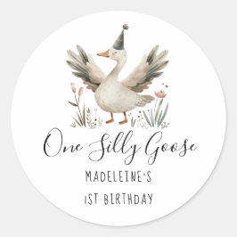 Eine Alberne Gänse 1. Geburtstag Niedliche Wasserf Runder Aufkleber