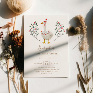 Eine Alberne Gänse Erste Geburtstagsparty Einladung