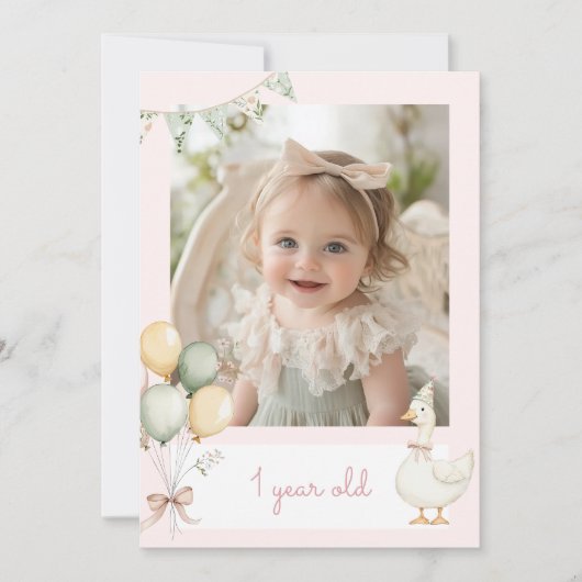 Eine alberne Gänse-Girl-Foto-Bannerkarte Einladung (Vorderseite)