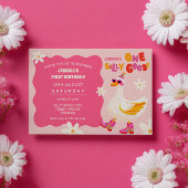 Eine Alberne Gänse Retrosa Sommergeburt eines Kind Einladung
