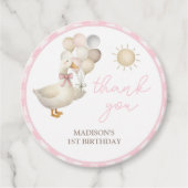 Eine Alberne Gänse, rosa Gingham, Retro Geschenkanhänger (Vorderseite)