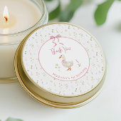 Eine Alberne Gänse-Wildblume Rosa Bow 1. Geburtsta Runder Aufkleber