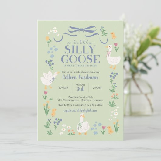 Eine Alberne Gänsedusche Einladung (Stehend Vorderseite)