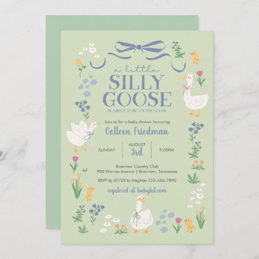 Eine Alberne Gänsedusche Einladung (Vorne/Hinten)