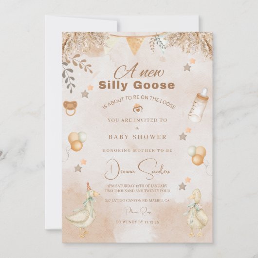 Eine Alberne Gänsedusche Feiertagskarte (Vorderseite)