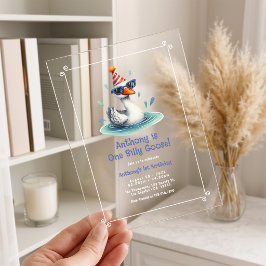 Eine Alberne Gänsefeier zum ersten Geburtstag Acryleinladungen