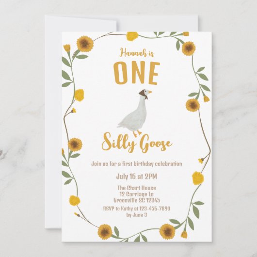 Eine Alberne Gänsegelbe Wildblume Geburtstag Einladung (Vorderseite)