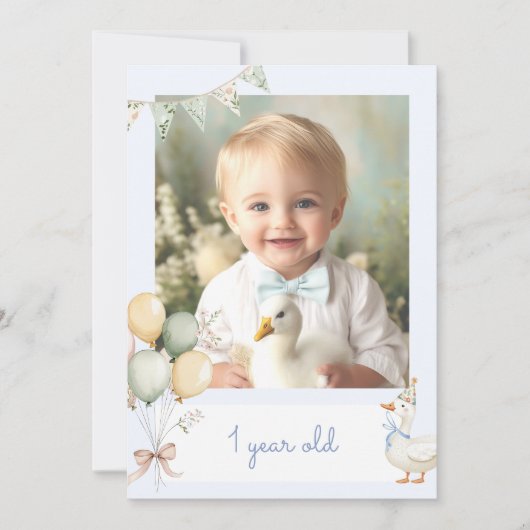 Eine alberne Gänsejunge Foto monatliche Bannerkart Einladung (Vorderseite)