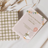 Eine Alberne Gänsepink Balloon Garland 1. Geburtst Einladung