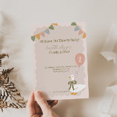 Eine Alberne Gänsepink Balloon Garland 1. Geburtst Einladung