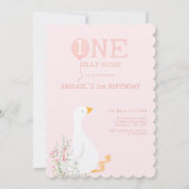 Eine Alberne Gänsepink-Girls 1. Geburtstag Einladung (Vorderseite)