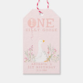 Eine Alberne Gänsepink-Girls 1. Geburtstag Geschenkanhänger (Vorderseite)