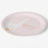 Eine Alberne Gänsepink-Girls 1. Geburtstag Pappteller (Schrägansicht)