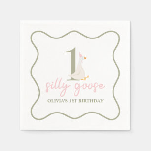 Eine Alberne Gänsepink und -grün Serviette