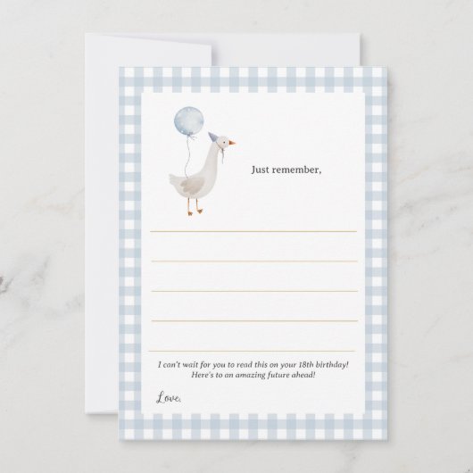 Eine Alberne Gänsezeitkapsel-Message-Karte Einladung (Rückseite)