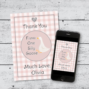 Eine Alberne Goose Pink Grau Geburtstagsparty Dankeskarte