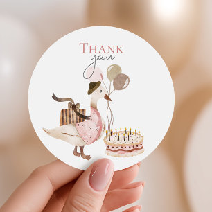 Eine alberne Vintage-Birthday-Gans Danke Runder Aufkleber
