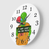 Eine Alien, die Pizza Liebe Große Wanduhr (Winkel)