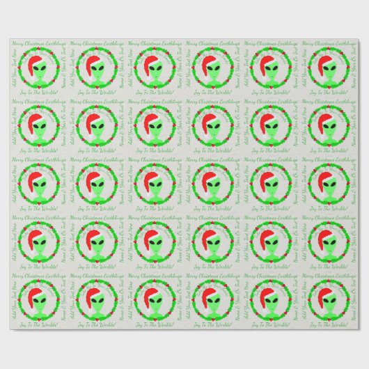 Eine Alien Santa Holly Wreath personalisieren dies Geschenkpapier (Flach)