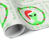 Eine Alien Santa Holly Wreath personalisieren dies Geschenkpapier (Rolleneckpunkt)
