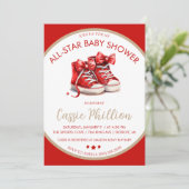 Eine All-Star-Kinderdusche, rote Top-Sneakers Einladung (Stehend Vorderseite)