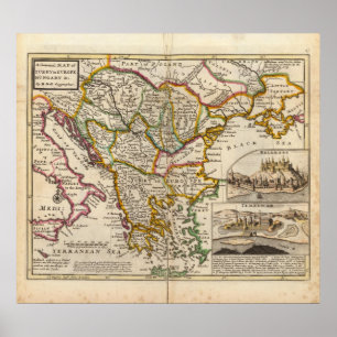 Eine allgemeine Karte von der Türkei in Europa Poster