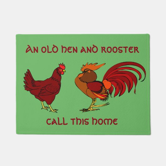 "Eine alte Henne und ein Hahn Live hier " Fußmatte (Vorderseite)