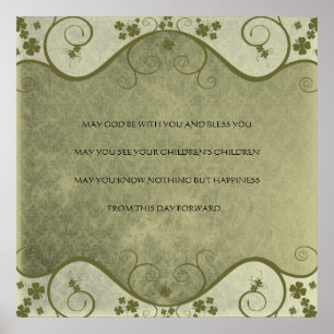 EINE ALTE IRISCHE HOCHZEIT Segen Distressed Damast Poster