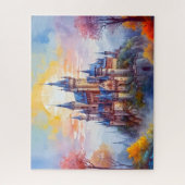 Eine alte magische Burg im Morgennebel Puzzle (Vertikal)