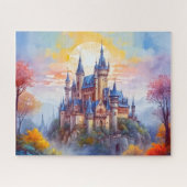 Eine alte magische Burg im Morgennebel Puzzle (Horizontal)